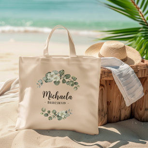 Personalised Eucalyptus Greenery Bridesmaid favou Tote Bag