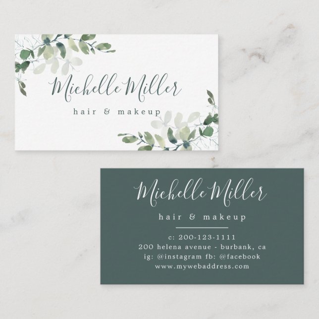Personalised Eucalyptus Greenery Business Card (Front/Back)