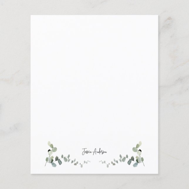 Personalised Eucalyptus Greenery Custom Stationery (Front)