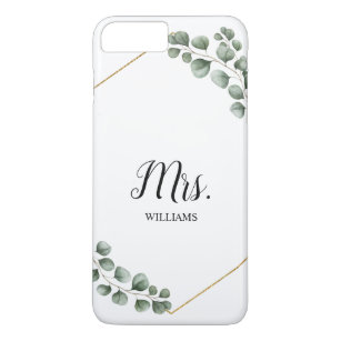 Personalised Eucalyptus Greenery Mrs Bride Case-Mate iPhone Case
