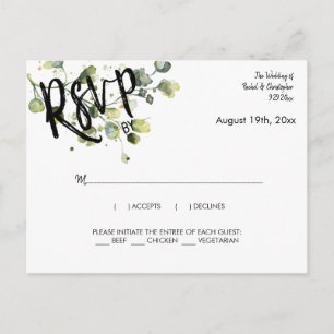 Personalised Eucalyptus Greenery Response RSVP Postcard