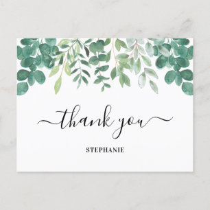 Personalised Eucalyptus Greenery Thank You  Postcard