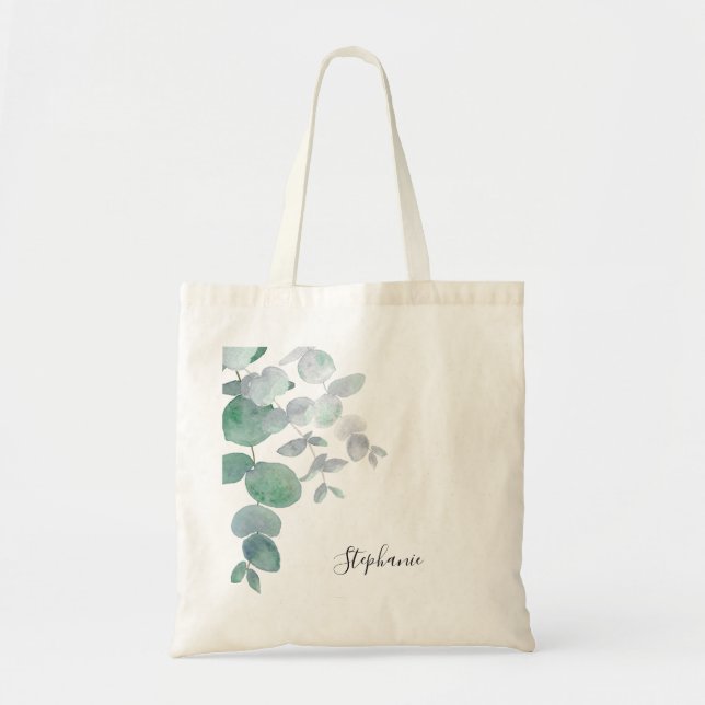 Personalised Eucalyptus Greenery Tote Bag (Front)
