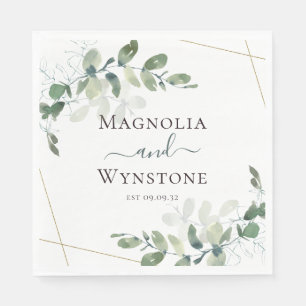 Personalised Eucalyptus Greenery Wedding Luncheon Napkin