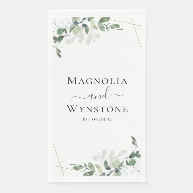 Personalised Eucalyptus Greenery Wedding Napkin (Front)