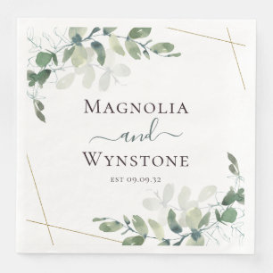 Personalised Eucalyptus Greenery Wedding Napkin