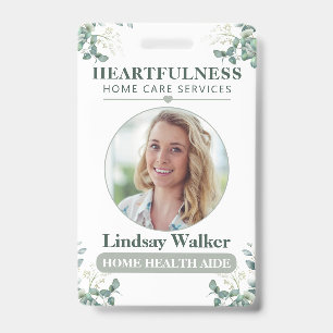 Personalised Eucalyptus Home Health Aide Photo ID Badge
