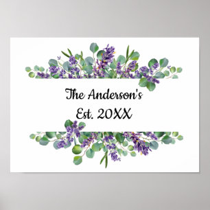 Personalised Eucalyptus Lavender Greenery Wedding Poster