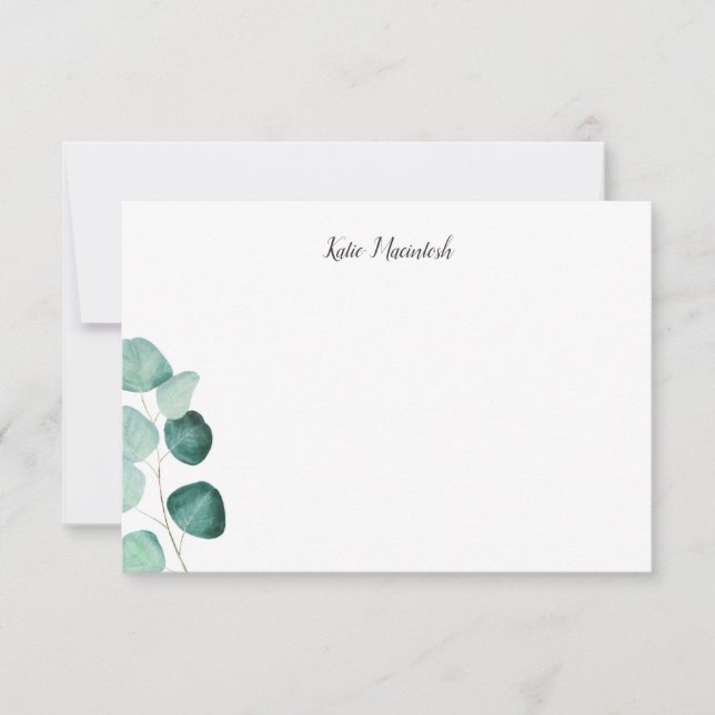 Personalised Eucalyptus Stationery Thank You Card (Front)