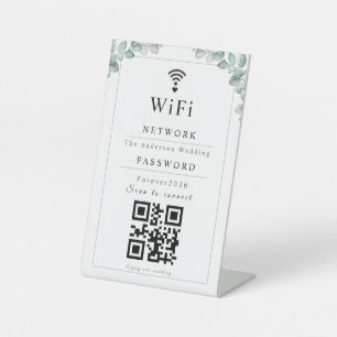Personalised Eucalyptus Wedding WiFi Sign with QR