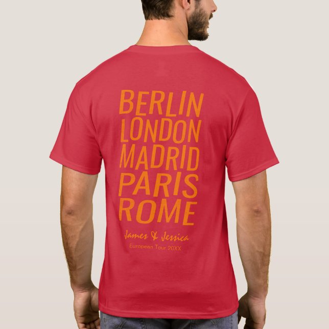 Personalised European Tour Great Cities T-Shirt (Back)