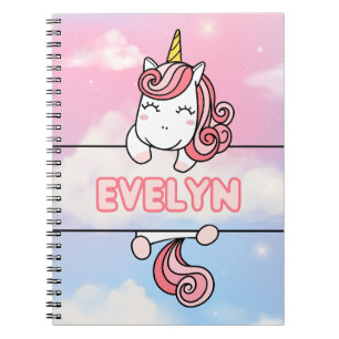 Personalised Evelyn Unicorn Girlie Notebook