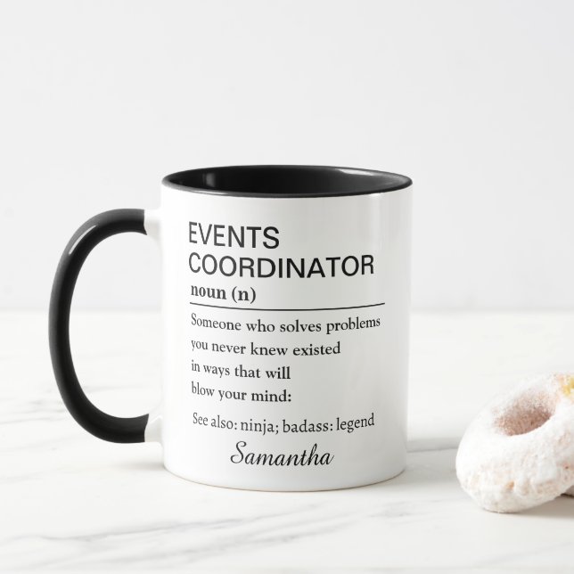 Personalised Events Coordinator Definition Mug (With Donut)