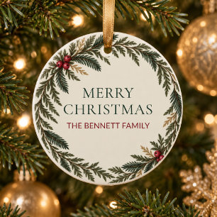 Personalised Evergreen Family Christmas Ornament