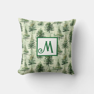 Personalised Evergreen Pine Trees Rustic Christmas Cushion