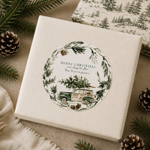 Personalised Evergreen Wreath Christmas Sticker
