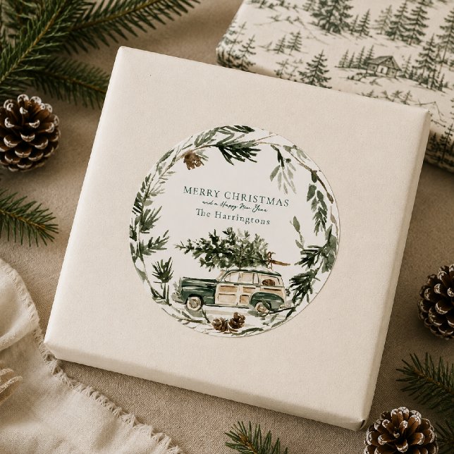 Personalised Evergreen Wreath Christmas Sticker (Creator Uploaded)