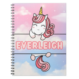 Personalised Everleigh Unicorn Girlie Notebook