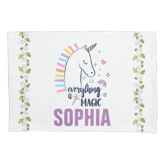 Personalised Everything Is Magic Unicorn Bedding Pillowcase