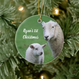 Personalised Ewe Lamb Photo Christmas Ornament