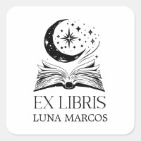 Personalised Ex Libris with a Book and Stars