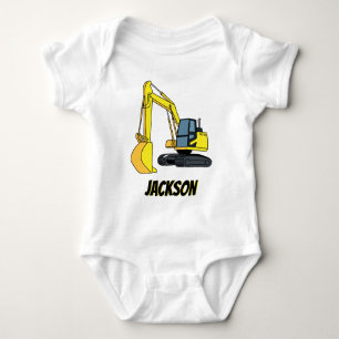 Personalised Excavator Construction Vehicle Baby Bodysuit