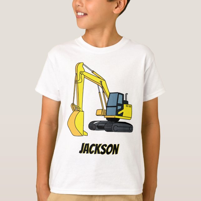 Personalised Excavator Construction Vehicle T-Shirt (Front)