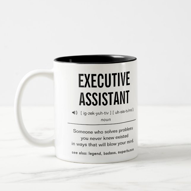 Personalised Executive Assistant Funny Two-Tone Coffee Mug (Left)