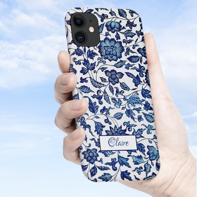 Personalised Exotic Chic Blue & White Floral Case-Mate iPhone Case (Creator Uploaded)
