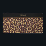 Personalised Exotic Faux Leopard Fur Print Desk Mat<br><div class="desc">Exotic,  trendy and always stylish and glam faux leopard print in shades of tan,  gold and black. Optional bordered band with editable text field for personalisation.</div>
