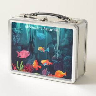 Personalised Exotic Fish Tank Aquarium Metal Lunch Box