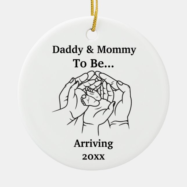 Personalised Expecting Parents Daddy And Mummy  Ce Ceramic Tree Decoration (Front)