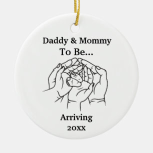 Personalised Expecting Parents Daddy And Mummy Ceramic Tree Decoration