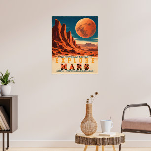 Personalised Explore Mars Vintage Retro Space  Poster