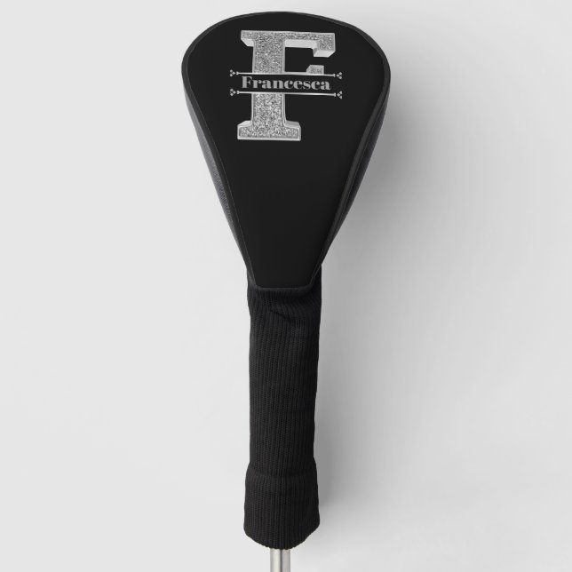 Personalised F Initial Silver Monogram Your Name   Golf Head Cover (Front)