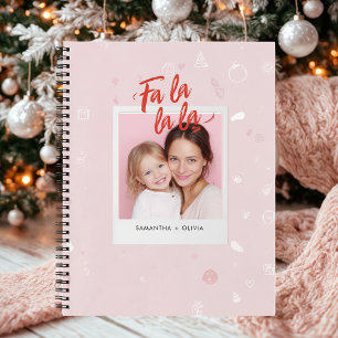 Personalised Fa La La La Pink Christmas Photo Notebook
