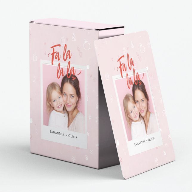 Personalised Fa La La La Pink Christmas Photo Playing Cards (Creator Uploaded)