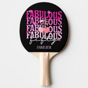 Personalised Fabulous Fifty Pink Cherry Birthday  Ping Pong Paddle