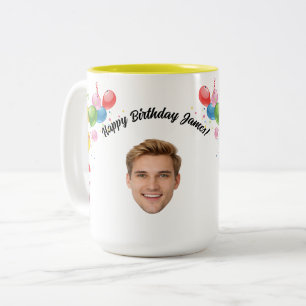 Personalised Face 20th 30th 40th 50th 60 Birthday  Two-Tone Coffee Mug