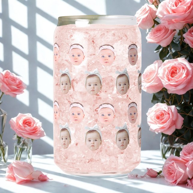 Personalised Face 2 Photos, Custom Face, Dad Mum  Can Glass (Creator Uploaded)