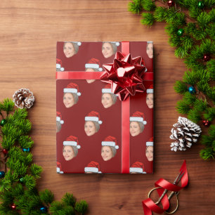 Personalised Face Gift Wrap, Santa Hat Christmas Wrapping Paper