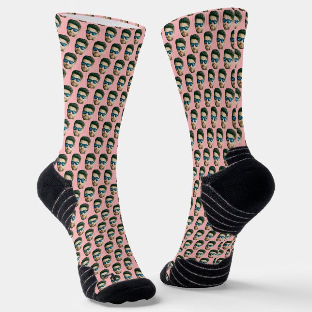 Personalised Face Head Hot Pink Socks (Angled)