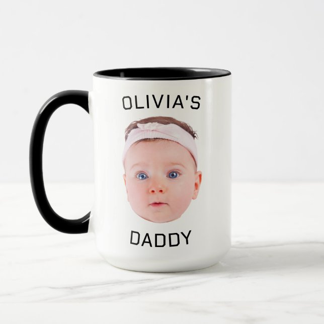 Personalised Face Mug, Custom Baby Mug, Dad Gift Mug (Left)