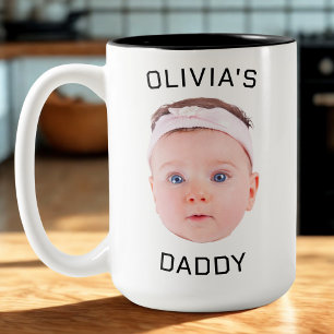 Personalised Face Mug, Custom Baby Mug, Dad Gift Two-Tone Coffee Mug