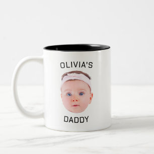 Personalised Face Mug, Custom Baby Mug, Dad Gift Two-Tone Coffee Mug