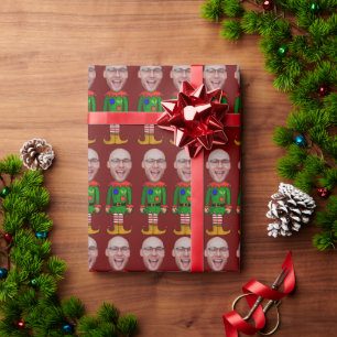 Personalised Face Photo Elf Custom Face Christmas Wrapping Paper