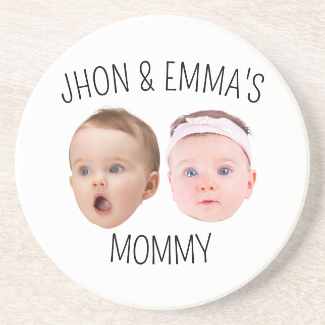 Personalised Face Photo Kids, Mother's Day Gift Coaster (Front)