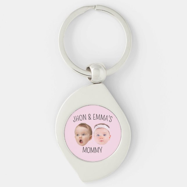 Personalised Face Photo Kids, Mother's Day Gift Key Ring (Front)