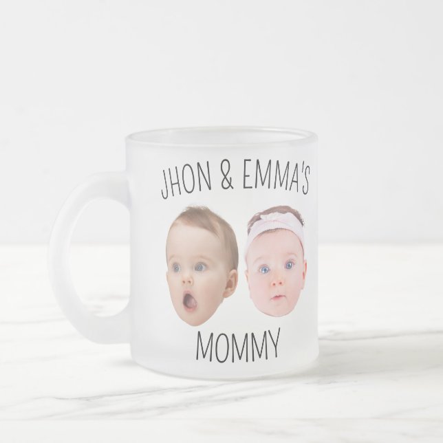 Personalised Face Photo Mug, Mother's Day Gift Frosted Glass Coffee Mug (Left)