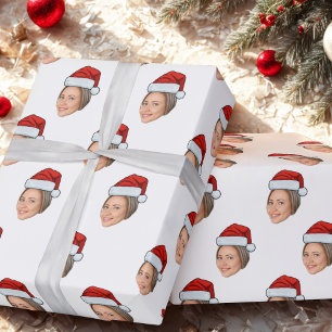 Personalised Face Photo Santa Hat Christmas Gift Wrapping Paper